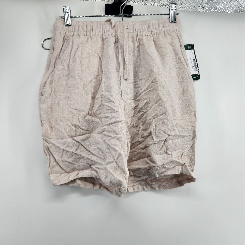 PX Clothing Men's Beige Linen Blend Elastic Waist Shorts NWOT